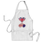 Kissing USA and UK Hearts Flags Art Aprons