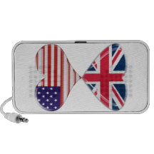 Kissing USA and UK Hearts Flags Art Travelling Speakers