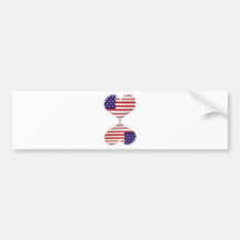 Kissing USA hearts flag art gifts Bumper Sticker