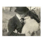 Kissing with fur postcard