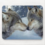 Kissing Wolves Mouse Pad
