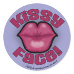 Kissy Face Lips Round Stickers