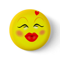Kissy Face Smiley Girl Pin