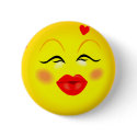 Kissy Face Smiley Girl Pin buttons by JuJuGarden Kissy Face Smiley Girl Pin buttons