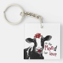 Kissy Lips Cow in the MOOd for Love Keychains