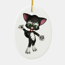 Kit E. Cat, the Cute Cartoon Kitten Christmas Ornament