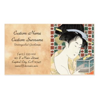 Kitagawa Utamaro Insect Cage japanese beauty lady Business Card Template