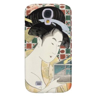 Kitagawa Utamaro Insect Cage japanese beauty lady Galaxy S4 Cases