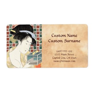 Kitagawa Utamaro Insect Cage japanese beauty lady Personalized Shipping Labels