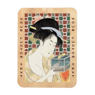 Kitagawa Utamaro Insect Cage japanese beauty lady Vinyl Magnet