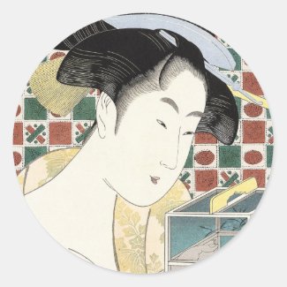 Kitagawa Utamaro Insect Cage japanese beauty lady Sticker