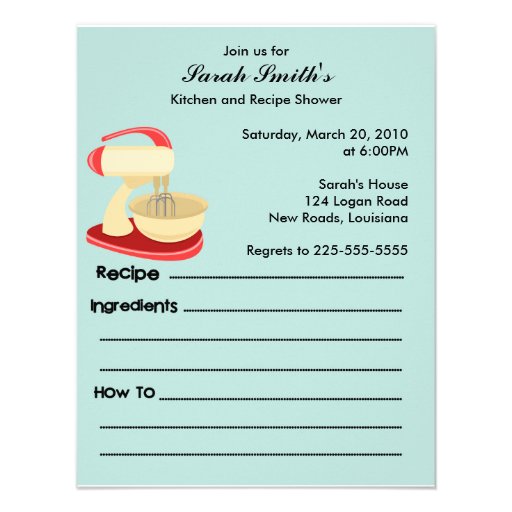 Kitchen and Recipe Shower Personalized Invitation