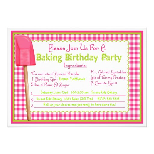 Kitchen Baking Birthday Invitations