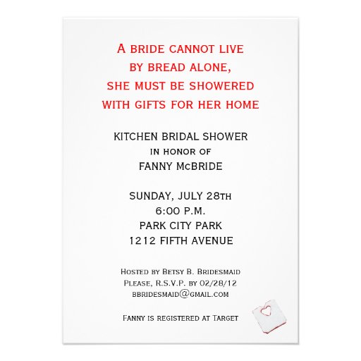 KITCHEN BRIDAL SHOWER INVITATIONS