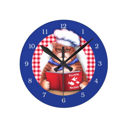 Kitchen Cat Round Wall Clocks