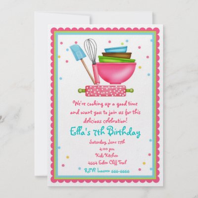 Kitchen Cooking Birthday Invitations