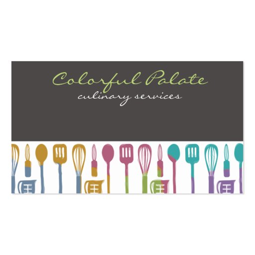 kitchen cooking utensils chef culinary biz cards business card (front side)