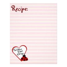 Kitchen Heart of Home Ladybug Recipe Paper Customized Letterhead