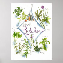 Kitchen Herb Garden Watercolor Basil