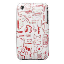 Kitchen Items Pattern red iphone case Case-Mate iPhone 3 Case