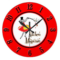 Kitchen Magician Red Black Retro Numbers Clock wall clocks