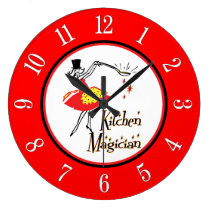 Kitchen Magician Red White Retro Numbers Clock wall clocks