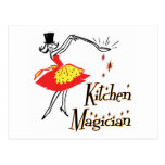 Kitchen Magician Retro Cooking Art Postcard