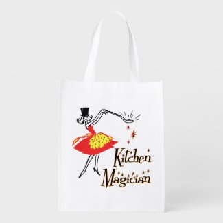 Kitchen Magician Retro Girl Grocery Bag