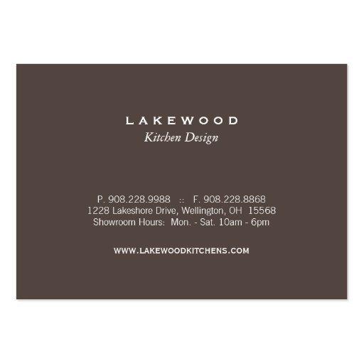 Kitchen Photo Business Card Taupe (back side)