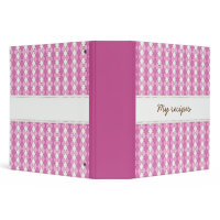 Kitchen recipes binder - Pink argyle pattern binder