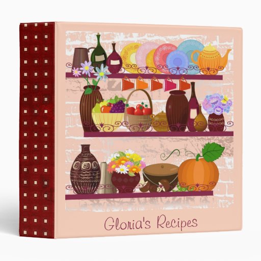 kitchen shelves personalized recipe binder
