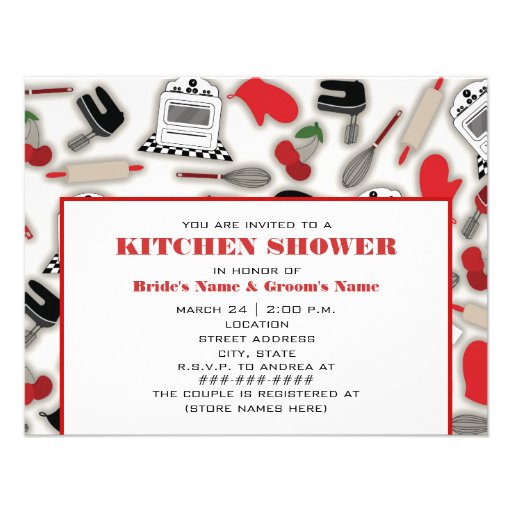 Kitchen Shower Invitation - Red & Black