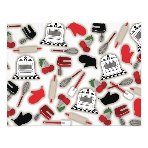 Kitchen Shower Invitation - Red & Black