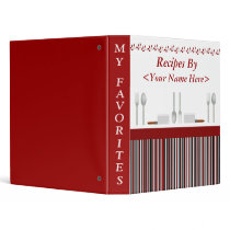 Kitchen Stripes Red Recipe Binder