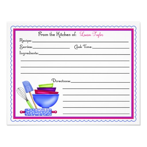 Kitchen Supplies Baking Cooking Recipe Cards Invitations