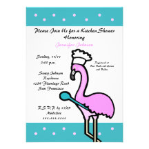 Kitchen Theme Bridal Shower Invitation -- Flamingo