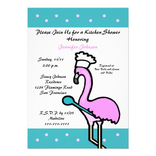 Kitchen Theme Bridal Shower Invitation -- Flamingo