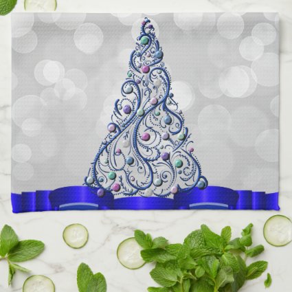 Kitchen Towel - Cobalt Swirls Tree