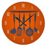 Kitchen Utensils Orange wall clocks