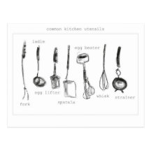 Kitchen utensils post card