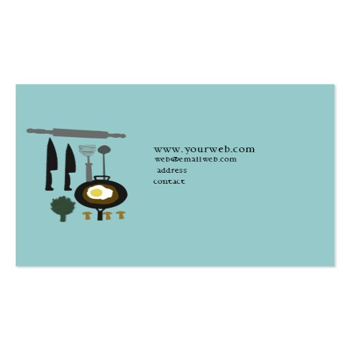 Kitchen Weapons Catering Chef Designs Business Card Template (back side)