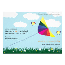 Kite Flying -Kids birthday invitations