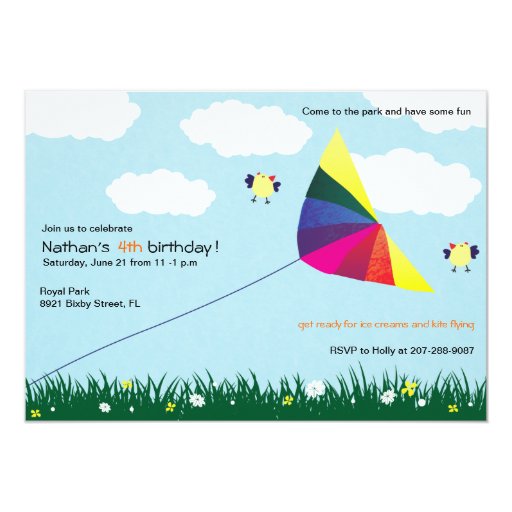 Kite Flying Kids birthday invitations Zazzle