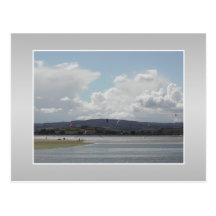 Kite Surfers. Scenic view. On Gray. Post Cards