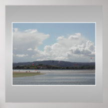 Kite Surfers. Scenic view. On Gray. Posters