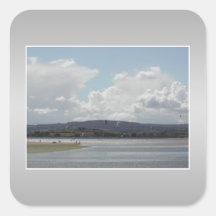 Kite Surfers. Scenic view. On Gray. Stickers
