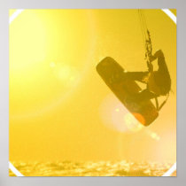 Kitesurfing Silhouette Poster