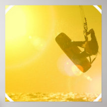 Kitesurfing Silhouette Poster