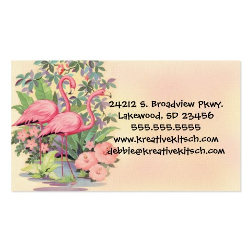Kitsch Pink Flamingo Vintage Business Card (back side)