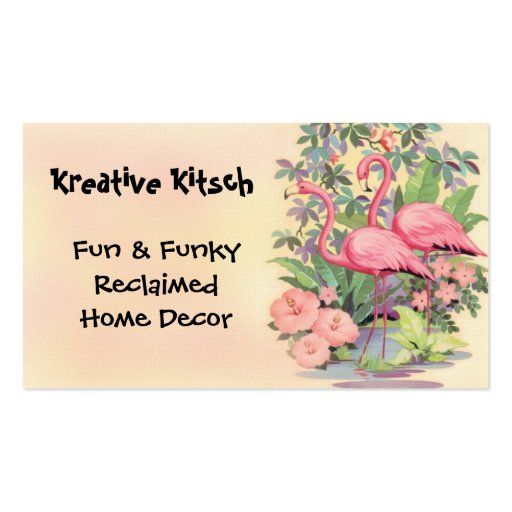 Kitsch Pink Flamingo Vintage Business Card (front side)